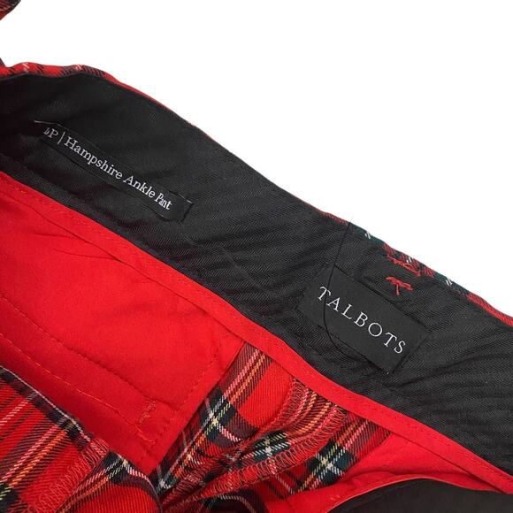 Talbots Red Apple Cider Plaid Hampshire Ankle Pants Size 16P - Picture 3 of 3